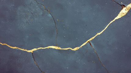 Aufkleber - Luxurious concrete surface with gold veins for design and aesthetic appeal