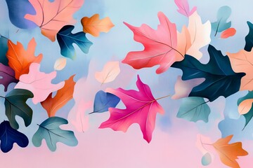 Aufkleber - A seamless vector background featuring vibrant autumn leaves in warm hues of orange, red, and yellow, creating a cozy seasonal atmosphere.

