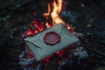 Aufkleber - A wax seal sits atop a piece of paper, ready for use in historic or vintage-themed designs