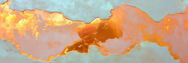 Poster - Abstract texture of copper and white wall with warm metallic accents for interior design