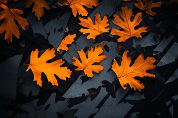 Poster - A seamless vector background featuring vibrant autumn leaves in warm hues of orange, red, and yellow, creating a cozy seasonal atmosphere.

