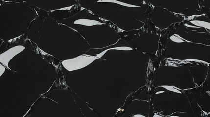 Poster - Cracked polished black slate texture for artistic backgrounds and design projects
