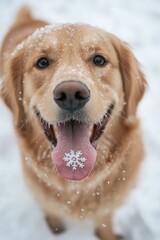 Poster - A close-up shot of a dog in a winter scene, possibly used for seasonal or outdoor-themed projects