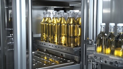 Poster - Compact and efficient bottle cleaning machine with self-adjusting washing cycle.