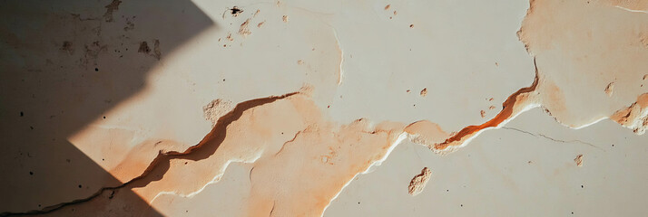 Aufkleber - Weathered cream beige wall with cracks and shadows for rustic design