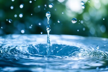 Poster - Drop of water falls into a body of water, creating a ripple effect