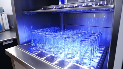 Poster - Compact commercial bottle washer with an advanced self-cleaning mode and real-time diagnostics.