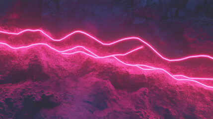 Poster - Vibrant pink neon light on dark red rough stone texture for trendy background design