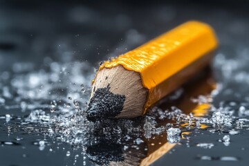 Poster - Pencil splashing in water creates dynamic visual impact during creative exploration