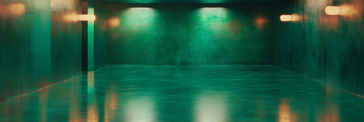 Poster - Glossy deep forest green wall texture for interior design and decor inspiration