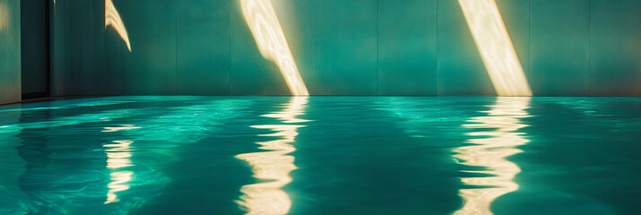 Poster - Luxurious deep teal wall texture with glossy finish and reflections