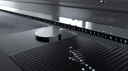 Poster - Factory conveyor belt cleaning system with stainless steel scrapers and rotary brushes for deep cleaning.