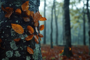 Poster - Autumnal tree with vibrant yellow and orange leaves, great for seasonal or nature-inspired designs