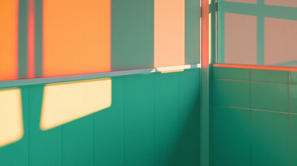 Poster - Vibrant duochrome wall texture with green and orange light