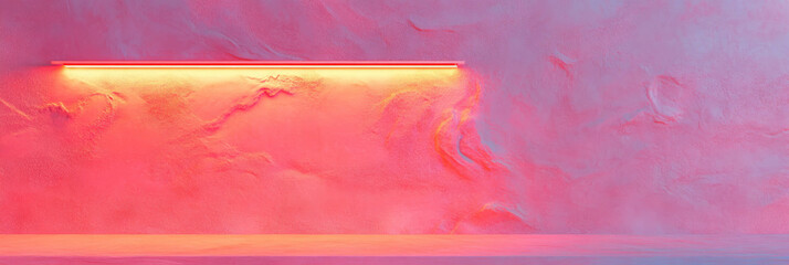Poster - Vibrant electric fuchsia wall texture with neon light accent for modern interior design