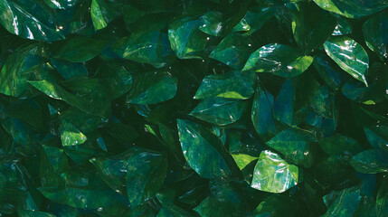 Poster - Emerald green foliage texture with glossy leaves for nature themed design