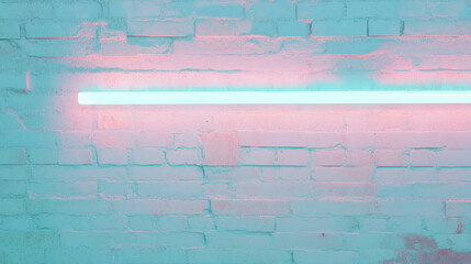 Poster - Modern neon light on pastel brick wall for contemporary interior design