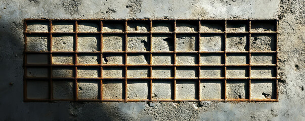 Aufkleber - Industrial texture of fine metal grid on aged rough concrete surface
