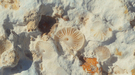 Poster - Natural texture of fossil rich limestone with varied fossils for geology enthusiasts