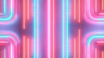 Poster - Futuristic neon geometry with bright symmetrical patterns for modern design
