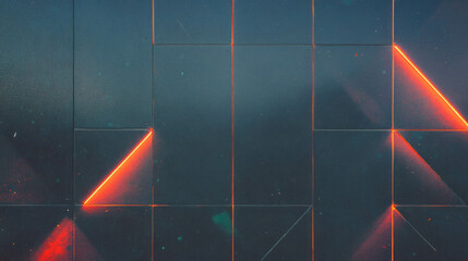 Poster - Neon outlined geometric patterned wall for modern design and decoration