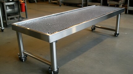 Poster - Industrial conveyor cleaning system with stainless steel housing, efficient dirt removal.