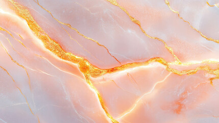 Poster - Elegant blush pink marble texture with gold veins for interior design and decoration
