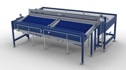 Poster - Industrial filter cleaning station with a multi-stage washing, air drying, and sanitizing process.