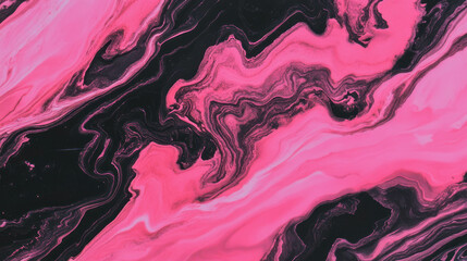 Poster - Glossy deep rose pink marble texture with dark swirls for design and decoration