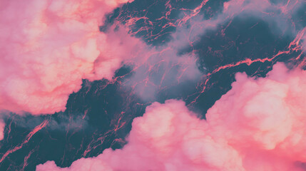 Aufkleber - Elegant glossy deep rose pink marble texture with cloud-like pattern for design use