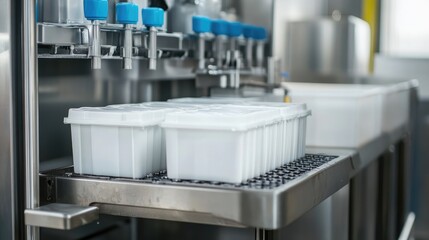 Poster - Industrial tray washer with adjustable settings for delicate or high-strength cleaning modes.