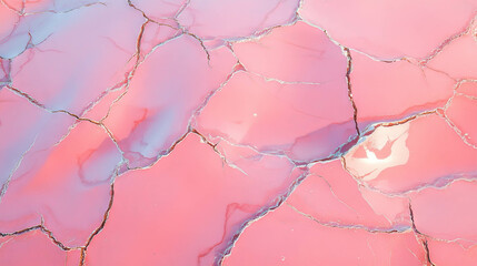 Aufkleber - Glossy pink marble texture with cracked surface for design and decor