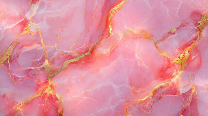 Aufkleber - Elegant design featuring glossy pink marble with geometric gold accents