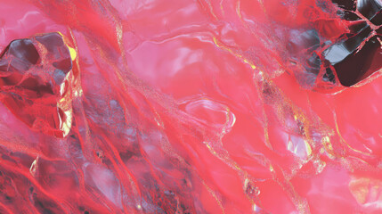Poster - Glossy pink marble texture with glass fragments for design projects