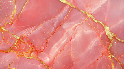 Poster - Elegant pink marble texture with gold dust accents for interior design and art projects