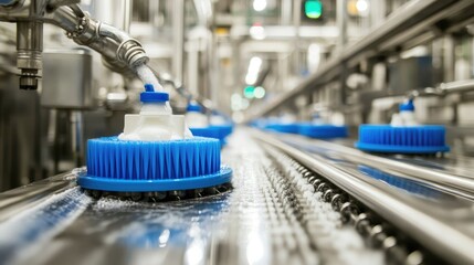 Poster - Modern conveyor belt cleaning machine with a modular brush system for efficient maintenance.