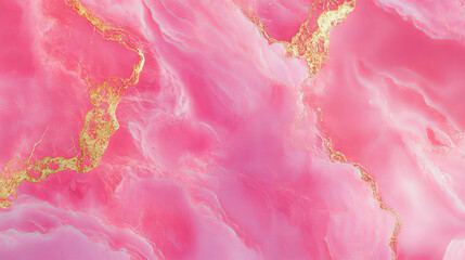 Poster - Luxurious glossy pink marble with gold metal inlay for elegant interior design