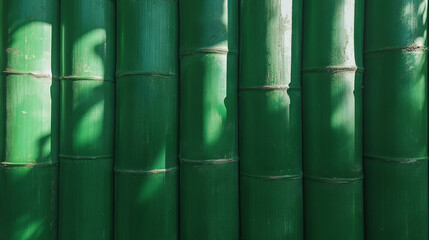 Leinwandbilder - Serene green bamboo wall texture with natural light for eco-friendly design