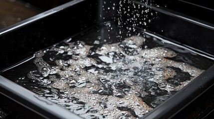 Poster - Professional-grade tray cleaning equipment with precision water jet sprayers and quick-dry mode.