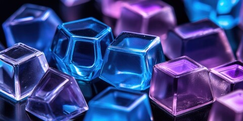 Poster - Close-up of vibrant blue and purple translucent cubes.
