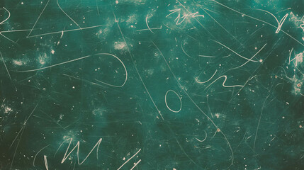 Poster - Green chalkboard with white chalk scribbles for education and design