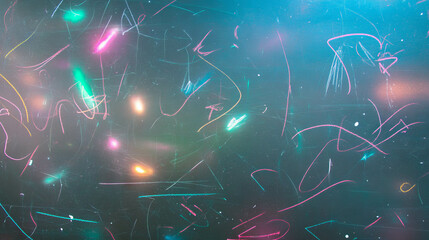 Poster - Abstract chalkboard art with vibrant neon chalk scribbles for creative background use
