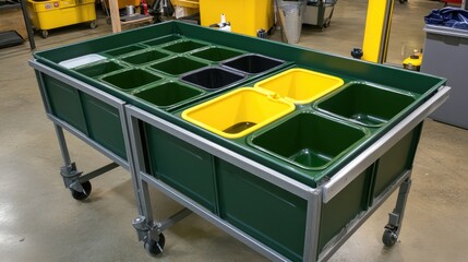 Poster - Top-down view of a commercial-grade filter cleaning station with modular washing compartments.
