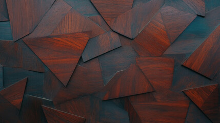 Poster - Abstract geometric hardwood wall design with unique shapes