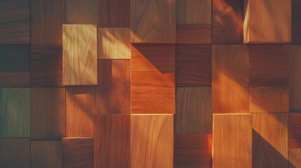 Poster - Geometric hardwood wall texture with interlocking patterns for interior design