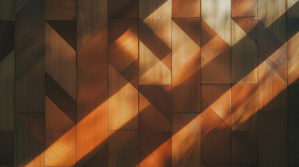 Poster - Geometric hardwood wall texture with intricate patterns for interior design
