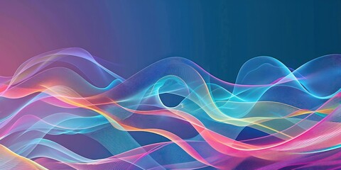 Poster - Curve wave dynamic glowing shine flames striped line horizontal transparent and smooth.