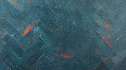 Poster - Herringbone slate tile ceramic wall texture with rich colors for interior design and decoration