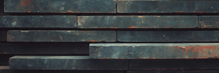 Poster - Rugged horizontal brick texture with thick stripes for industrial design