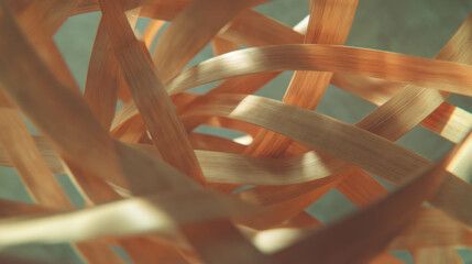 Poster - Intersecting bamboo strips texture - natural weaving design background